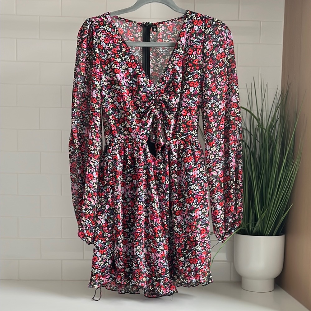 Floral Long Sleeve Romper Dress